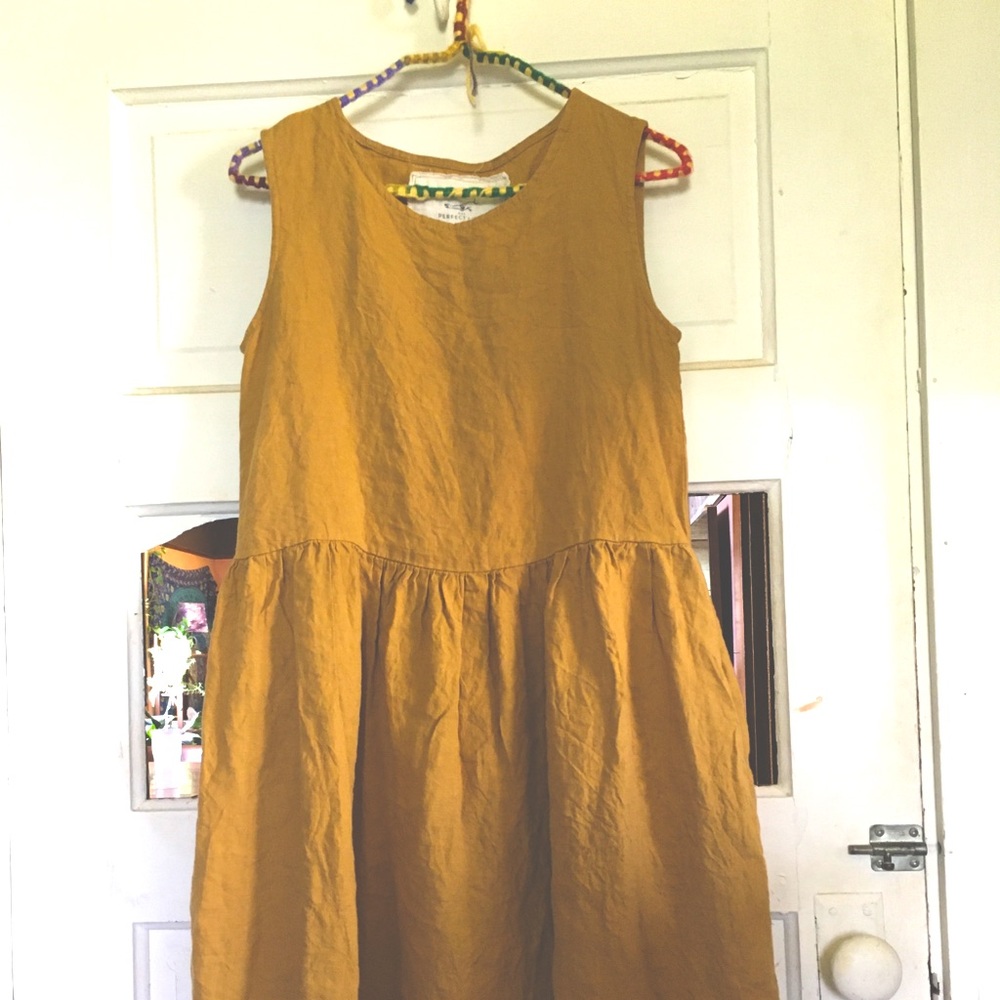 notperfectlinen brand Mustard Linen Jumper size XS. EUC!